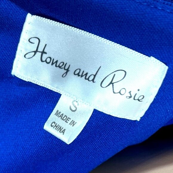 Honey And Rosie Royal Blue Off-Shoulder Gown Sweetheart Neckline & Slit NWT - Picture 11 of 13